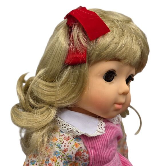 1984 Vintage 19" Vinyl Plush Doll "Sandy" Mitchell Co Kansas Pink Corduroy Dress - Picture 5 of 13